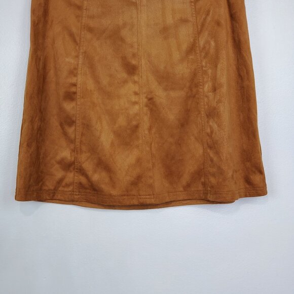 Francesca's Mi Ami Brown Soft Brushed Feel Faux Suede Skirt #WS10165 NEW Size L - Picture 3 of 12